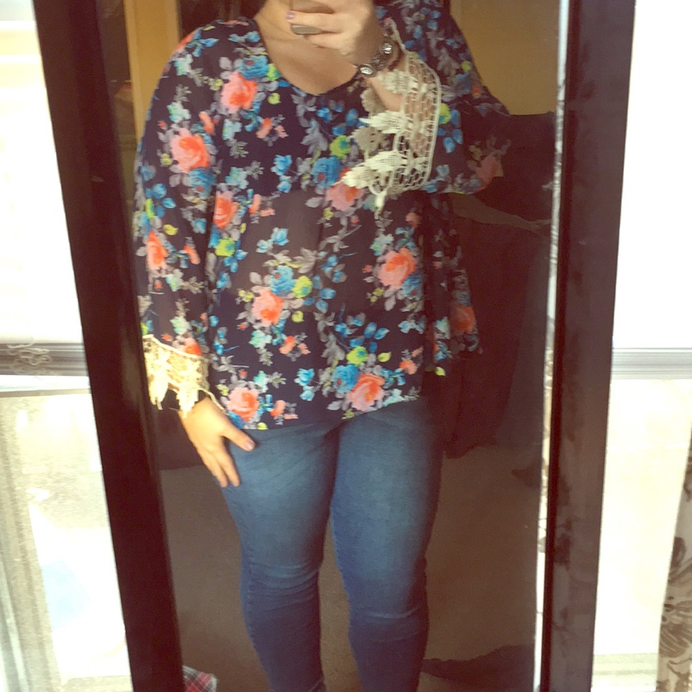 Sheer floral blouse